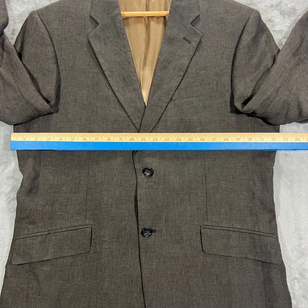 Banana Republic Sport Coat Mens 44R Brown Vintage 2006 Linen Windowpane Y2K Prep